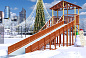 Деревянная зимняя горка Савушка Зима 8.1 с крышей скат 9 метров
