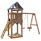 Детская деревянная площадка IgroWoods Классик ДКП-3 с качелями лодочка и Гнездом 60 см  крыша тент
