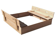 деревянная песочница можга р906 с крышкой скамейкой 100 х 100 см неокрашенная