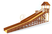 деревянная зимняя горка савушка зима 9.2 с крышей и двумя скатами 11,8 и 6,2 метра