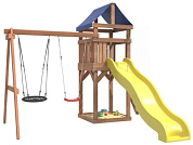 детская деревянная площадка igrowoods классик дкп-3 с качелями лодочка и гнездом 60 см  крыша тент