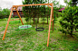 Деревянные качели Капризун Р911-22 с качелями Гнездо 60 см и качелями Гнездо Свиби  