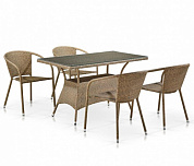 комплект плетеной мебели афина-мебель t198d/y137c-w56 light brown (4+1)