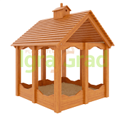 детская деревянная песочница igragrad с крышей модель 1