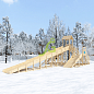 Зимняя деревянная горка Igragrad Snow Fox с двумя скатами 4 и 12 метров и двумя лестницами без покрытия
