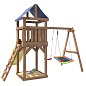 Детская деревянная площадка IgroWoods Классик ДКП-9 с качелями Лодочка и прямоугольным гнездом Лодка  крыша тент