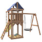 Детская деревянная площадка IgroWoods ДП-12 с качелями гнездо 100 см крыша тент