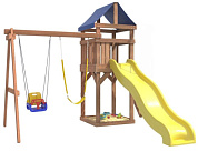 детская деревянная площадка igrowoods классик дкп-15 с качелями 3 в 1 и гибкими подвесными крыша тент