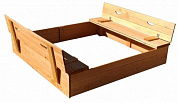 деревянная песочница можга р905-м с крышкой скамейкой неокрашенная